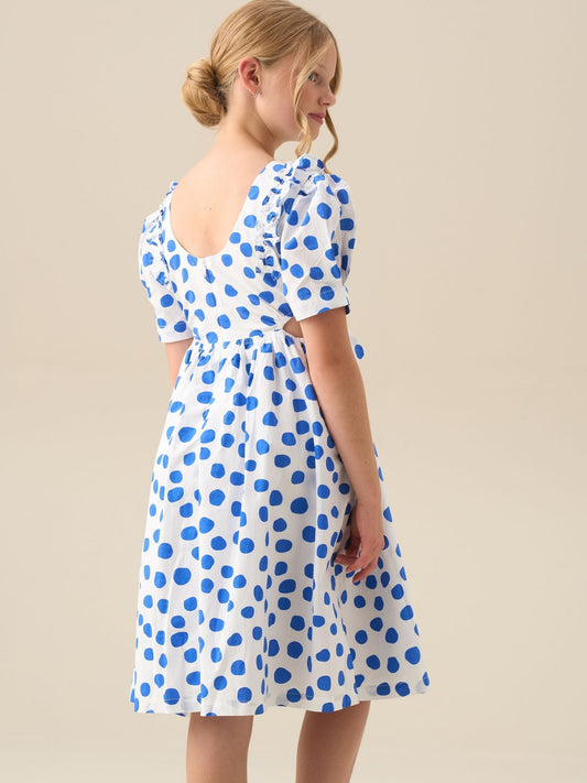 Dsiney Kidz - Angel & Rocket Blue Amara Blue Puff Sleeve Spot Dress image 2