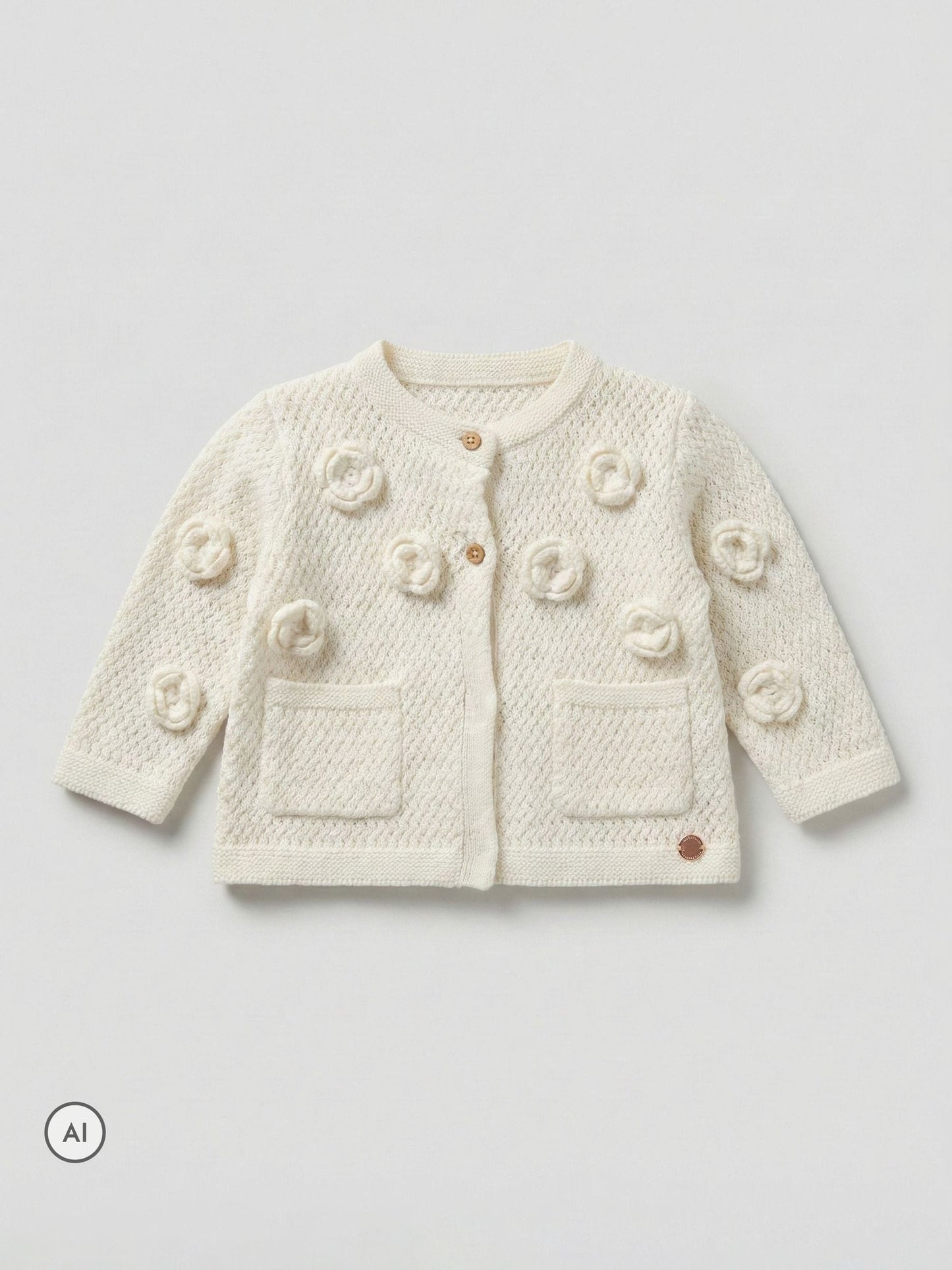 Dsiney Kidz - Angel & Rocket Cream Dolly Flower Knit Cardigan image 5