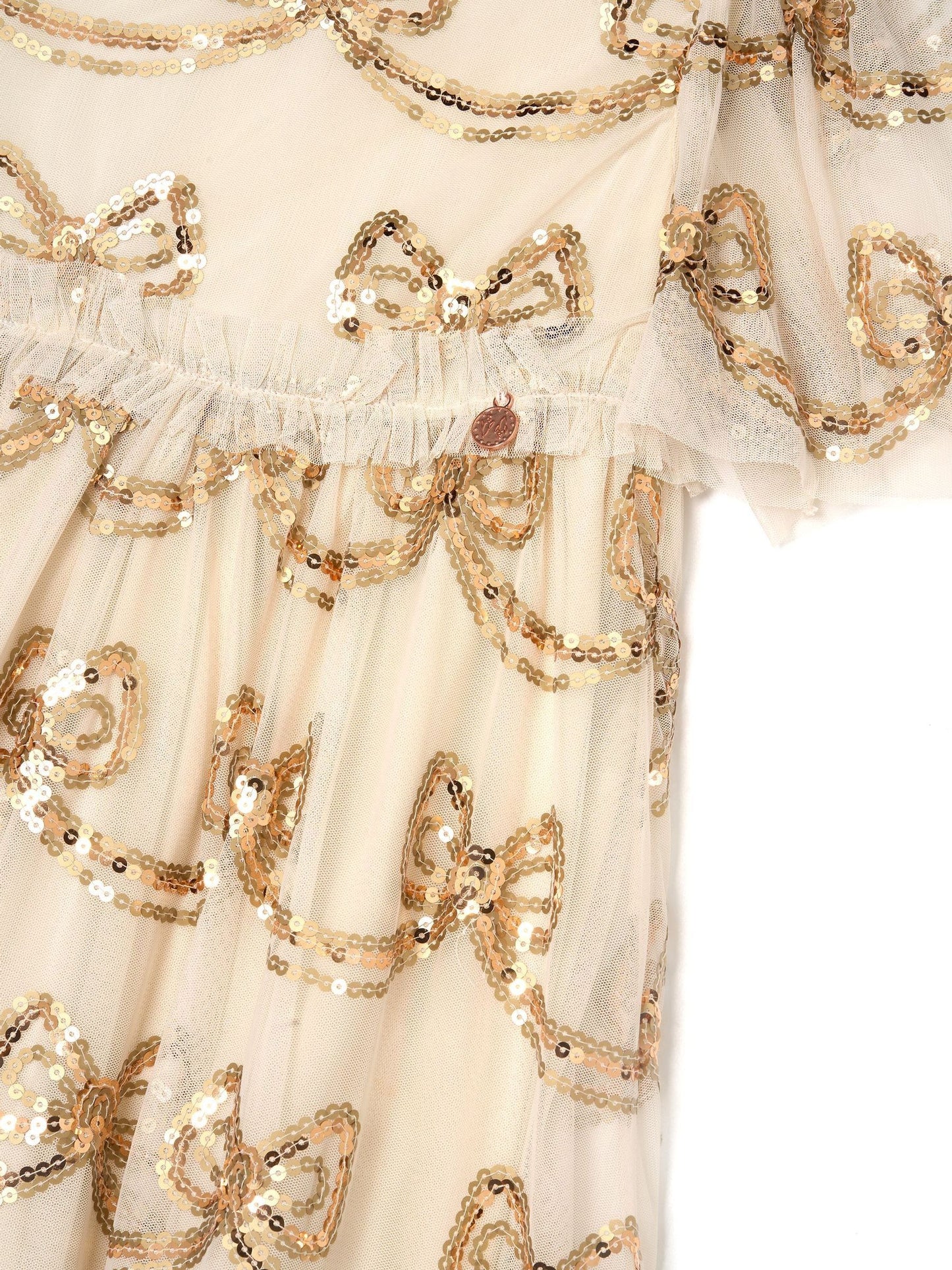 Angel & Rocket Natural Delta Champagne Sequin Bow Dress image 7