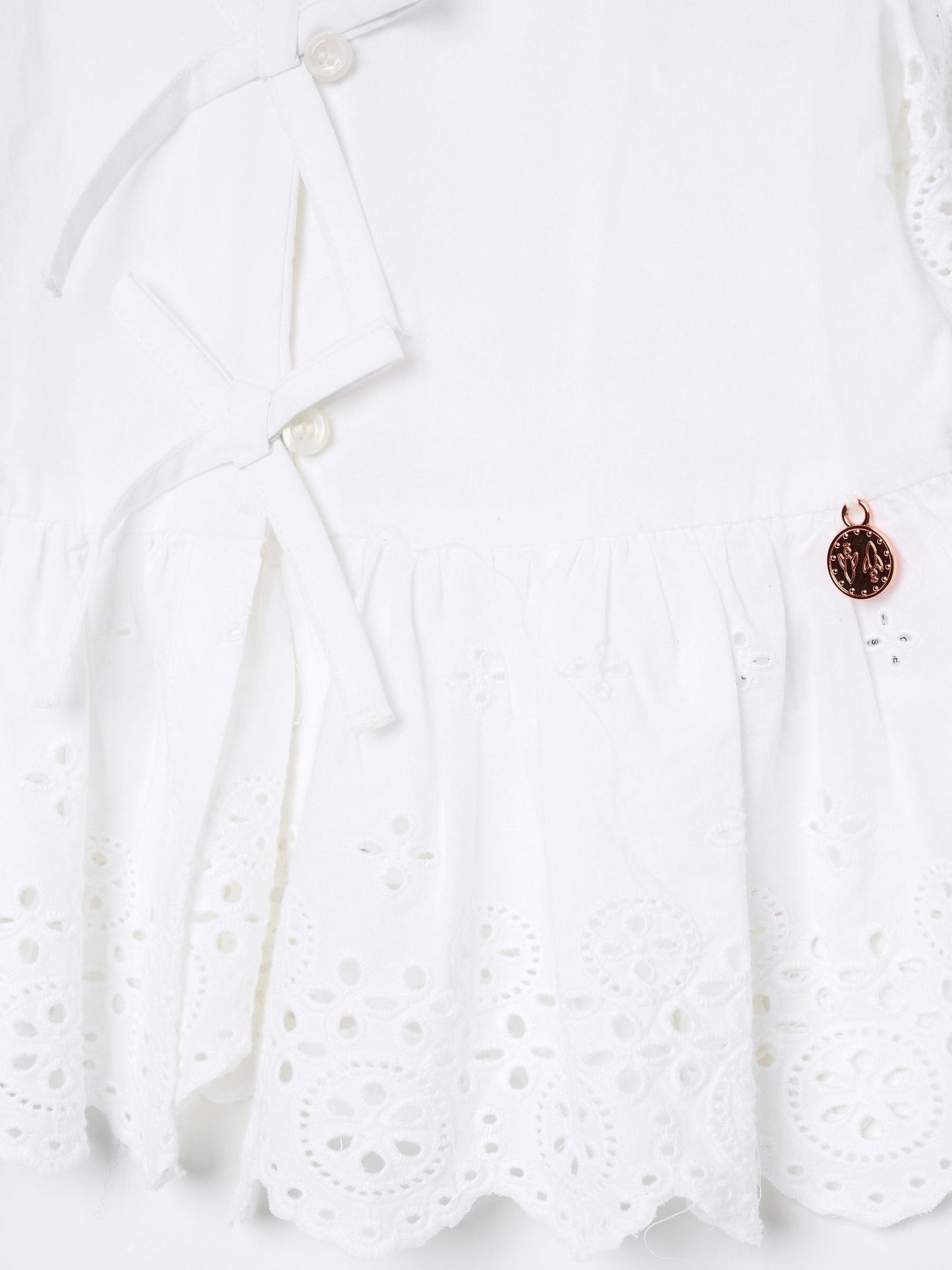Dsiney Kidz - Angel & Rocket White Ria Broderie Tie Front Peplum Blouse image 8