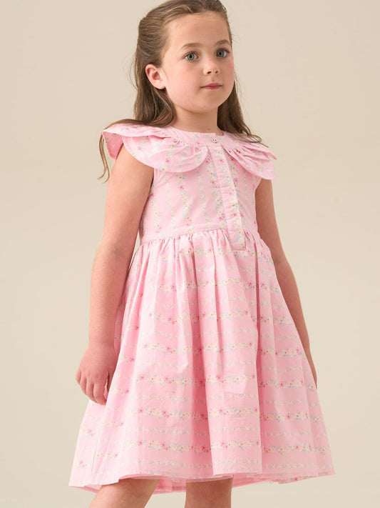Dsiney Kidz - Angel & Rocket Pink Ellery Floral Stripe Petal Collar Dress image 2