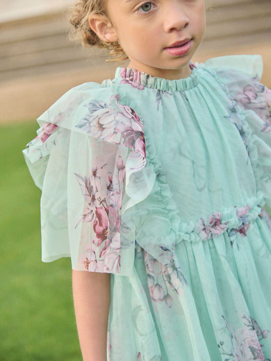 Dsiney Kidz - Angel & Rocket Green Rosa Floral Mesh Dress image 2