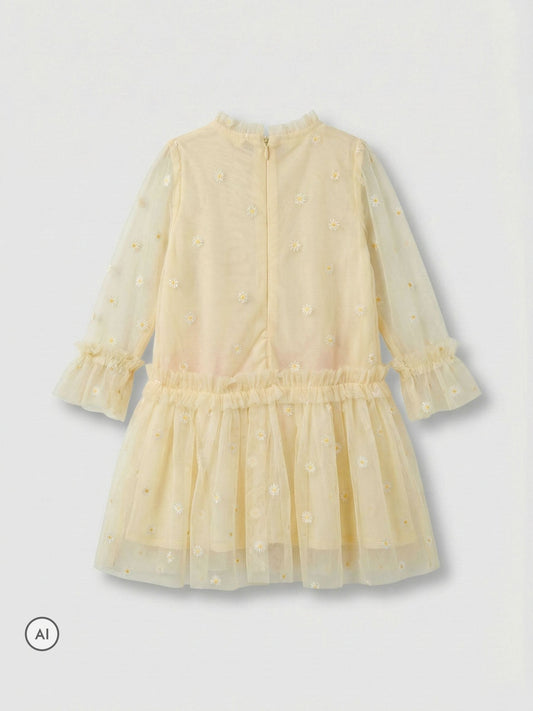 Dsiney Kidz - Angel & Rocket Yellow Neve Daisy Embroidered Mesh Dress image 2
