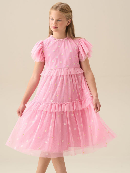 Dsiney Kidz - Angel & Rocket Pink Luisa Yellow Embroidered Mesh Dress image 2