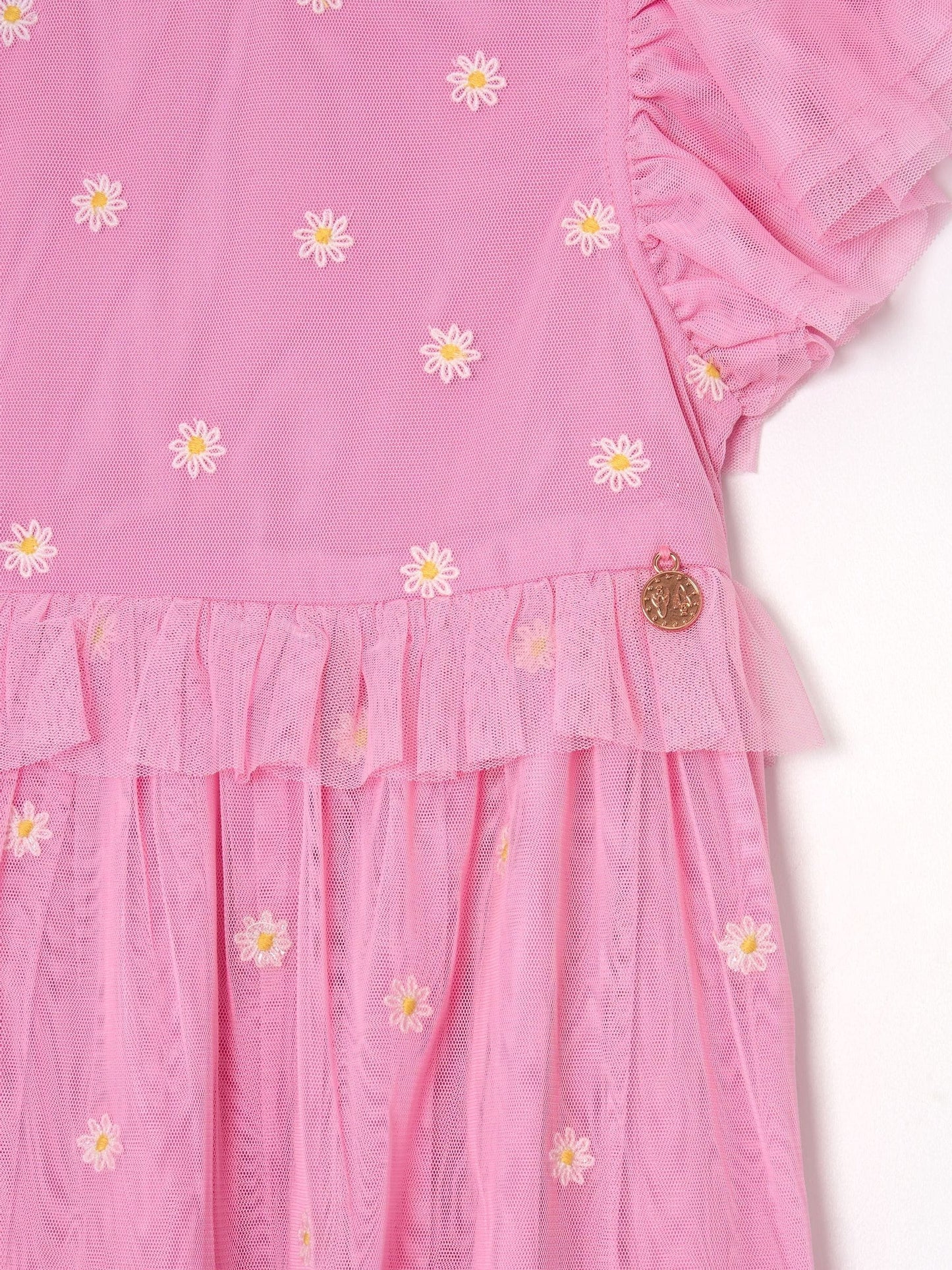 Dsiney Kidz - Angel & Rocket Pink Luisa Yellow Embroidered Mesh Dress image 8