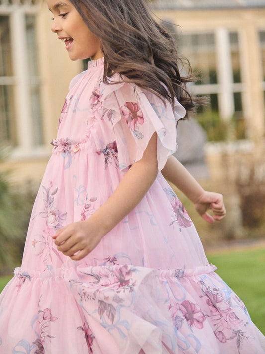 Dsiney Kidz - Angel & Rocket Pink Rosa Floral Mesh Dress image 2