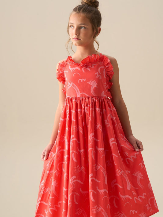 Dsiney Kidz - Angel & Rocket Red Evie Print Frill Swing Dress image 2
