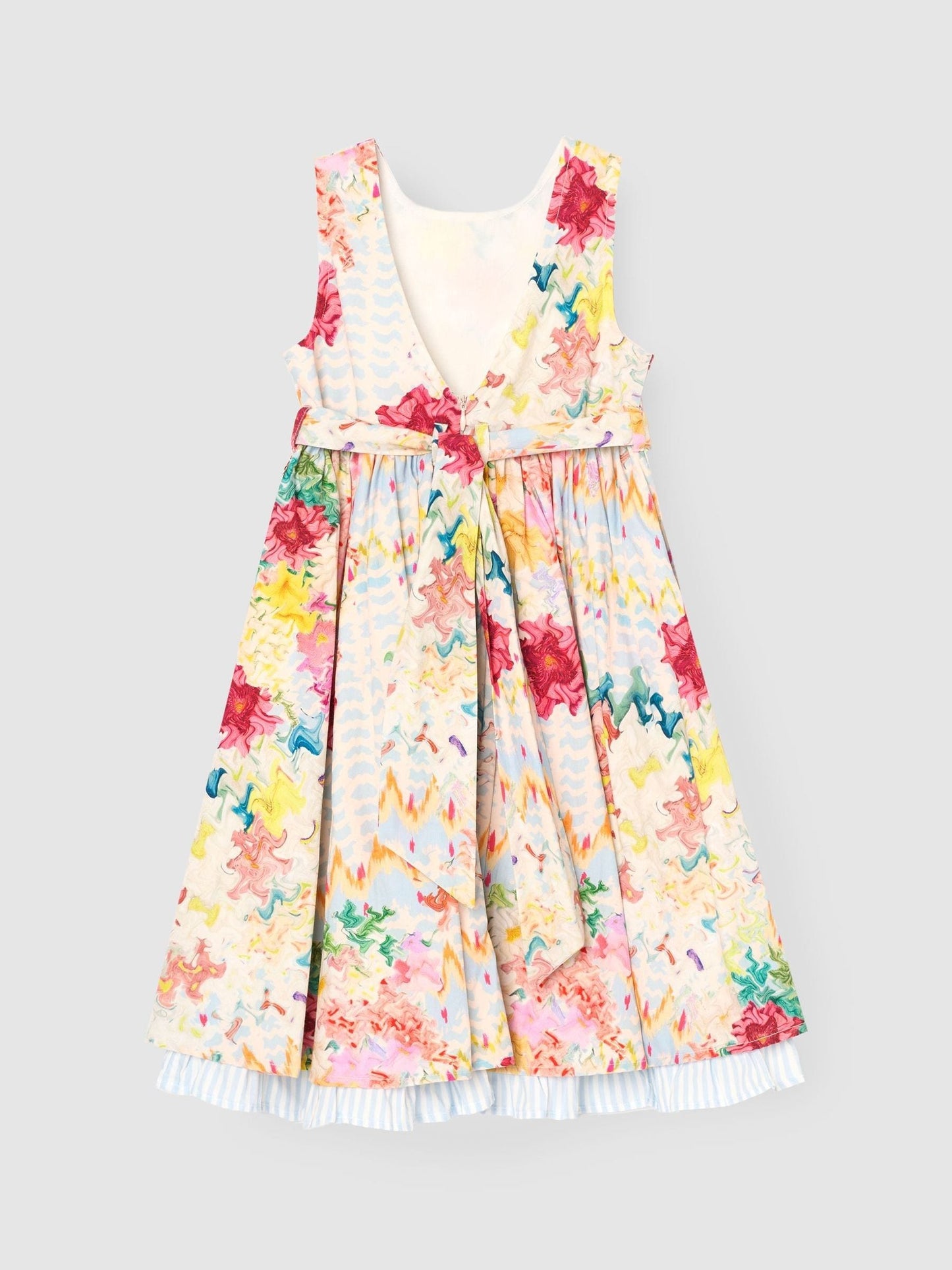 Angel & Rocket Cream Seren Print Stripe Sash Waist Dress image 10