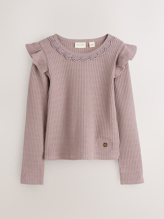 Dsiney Kidz - Laura Ashley Multi Long Sleeve Ribbed T-Shirts 3 Pack image 2