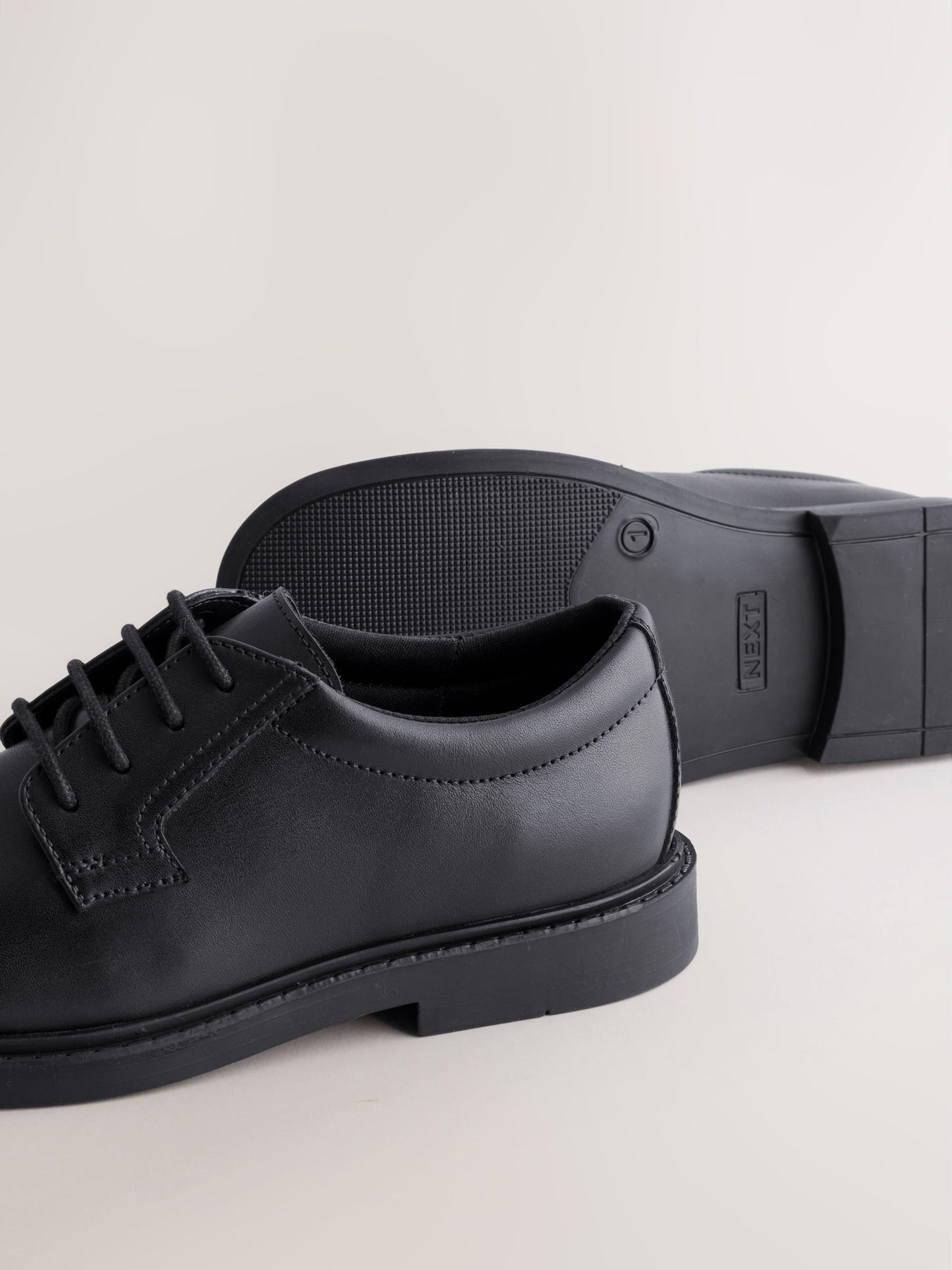 Black Leather Lace Up School Shoes image 5