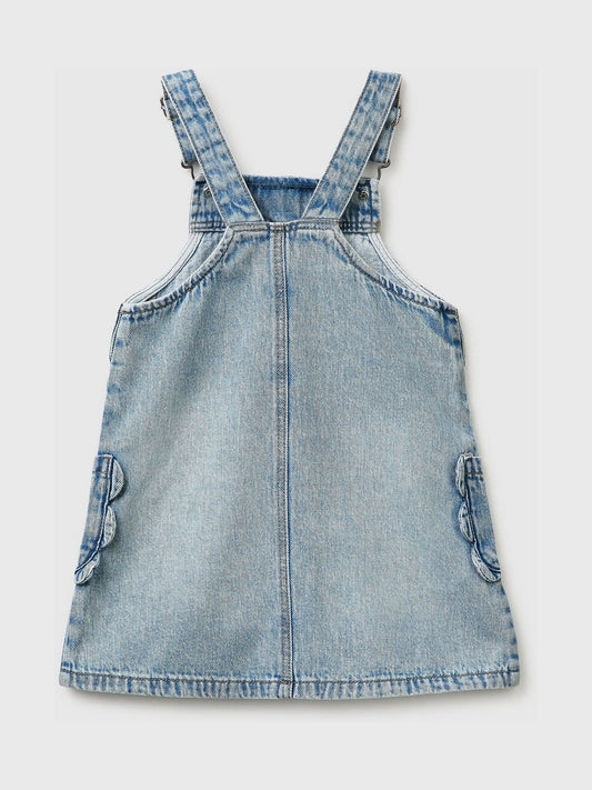 Benetton Blue Denim Dungaree Dress image 2