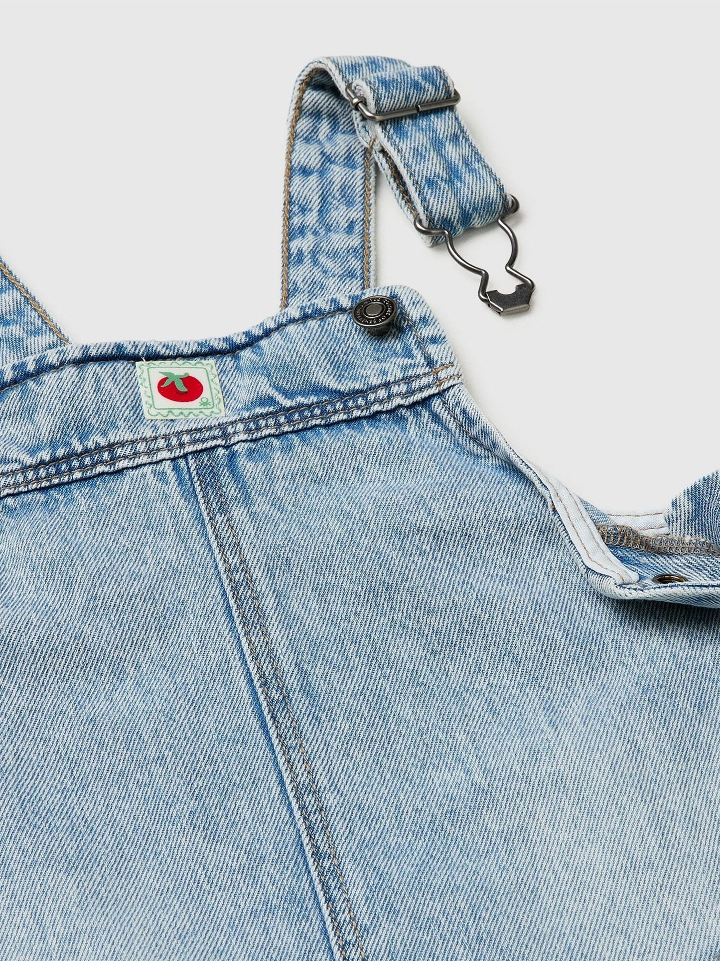 Benetton Blue Denim Dungaree Dress image 3