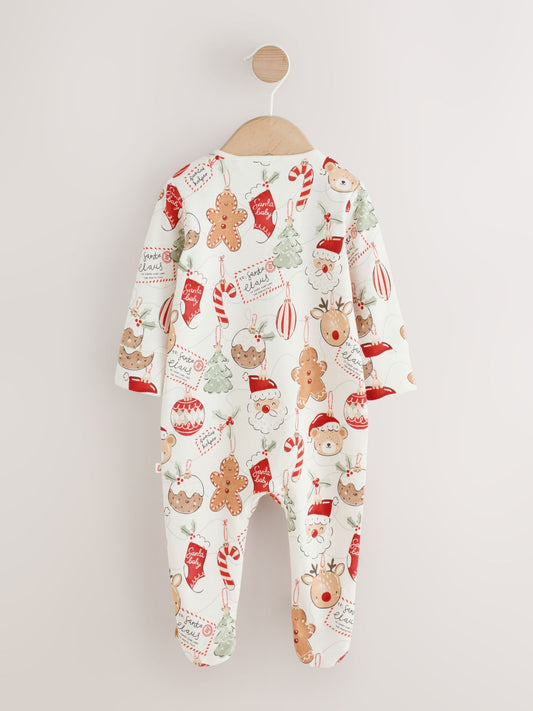 Dsiney Kidz - Neutral Bauble Two Way Zip Baby Christmas Sleepsuit (0mths-3yrs) image 2