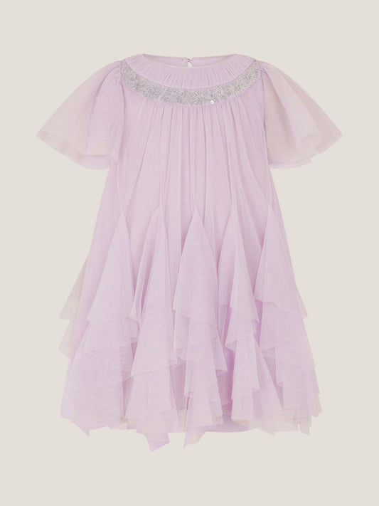 Monsoon Lilac Purple Nessa Sparkle Collar Waterfall Dress image 2