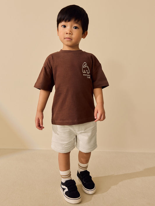 Ecru Corduroy Pull On Shorts (3mths-7yrs) image 2