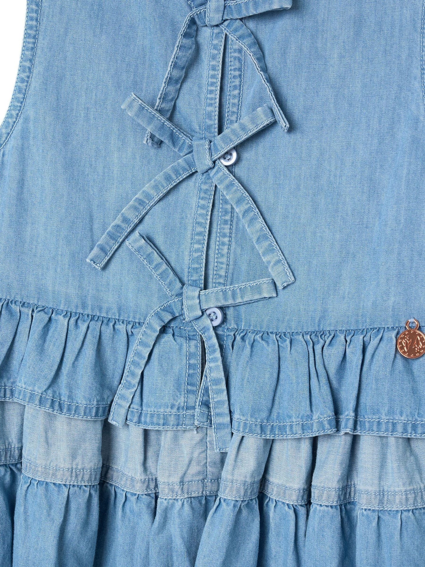 Angel & Rocket Blue Hannah Tie Detail Tiered Denim Dress image 9