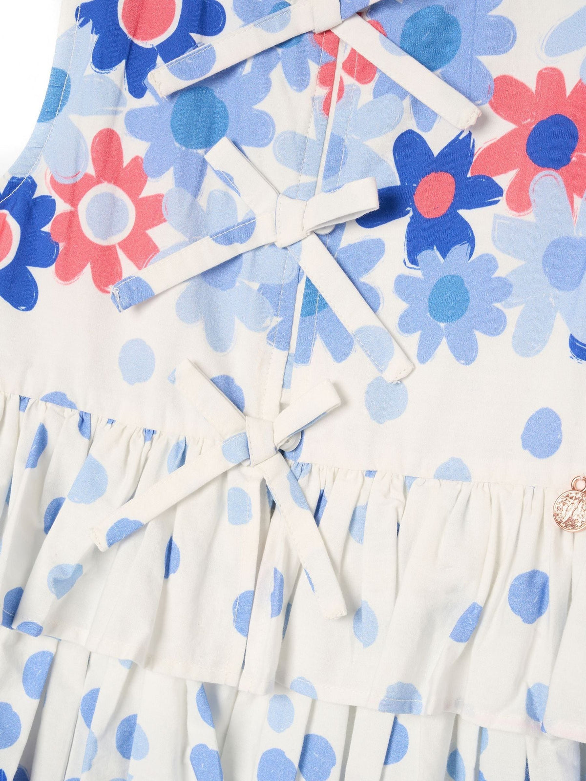Dsiney Kidz - Angel & Rocket White Anais Spot Floral Print Tie Detail Dress image 6