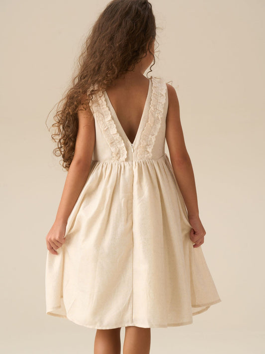 Dsiney Kidz - Angel & Rocket Natural Ava Metallic Shimmer Lace Trim Dress image 2