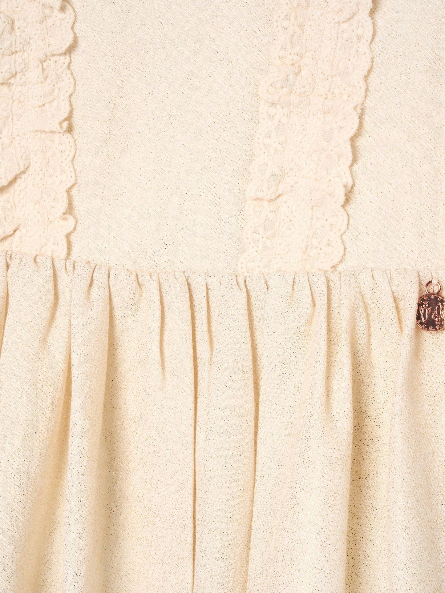 Angel & Rocket Natural Ava Metallic Shimmer Lace Trim Dress image 7