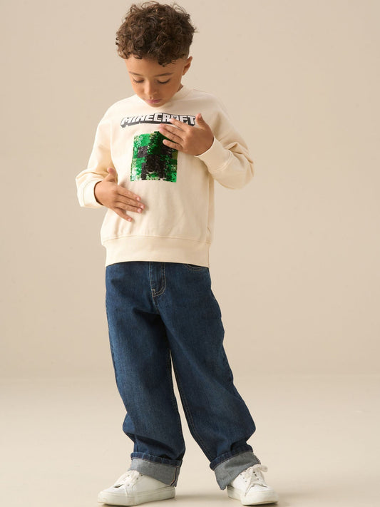 Dsiney Kidz - Angel & Rocket Cream Minecraft Sequin Sweatshirt image 2