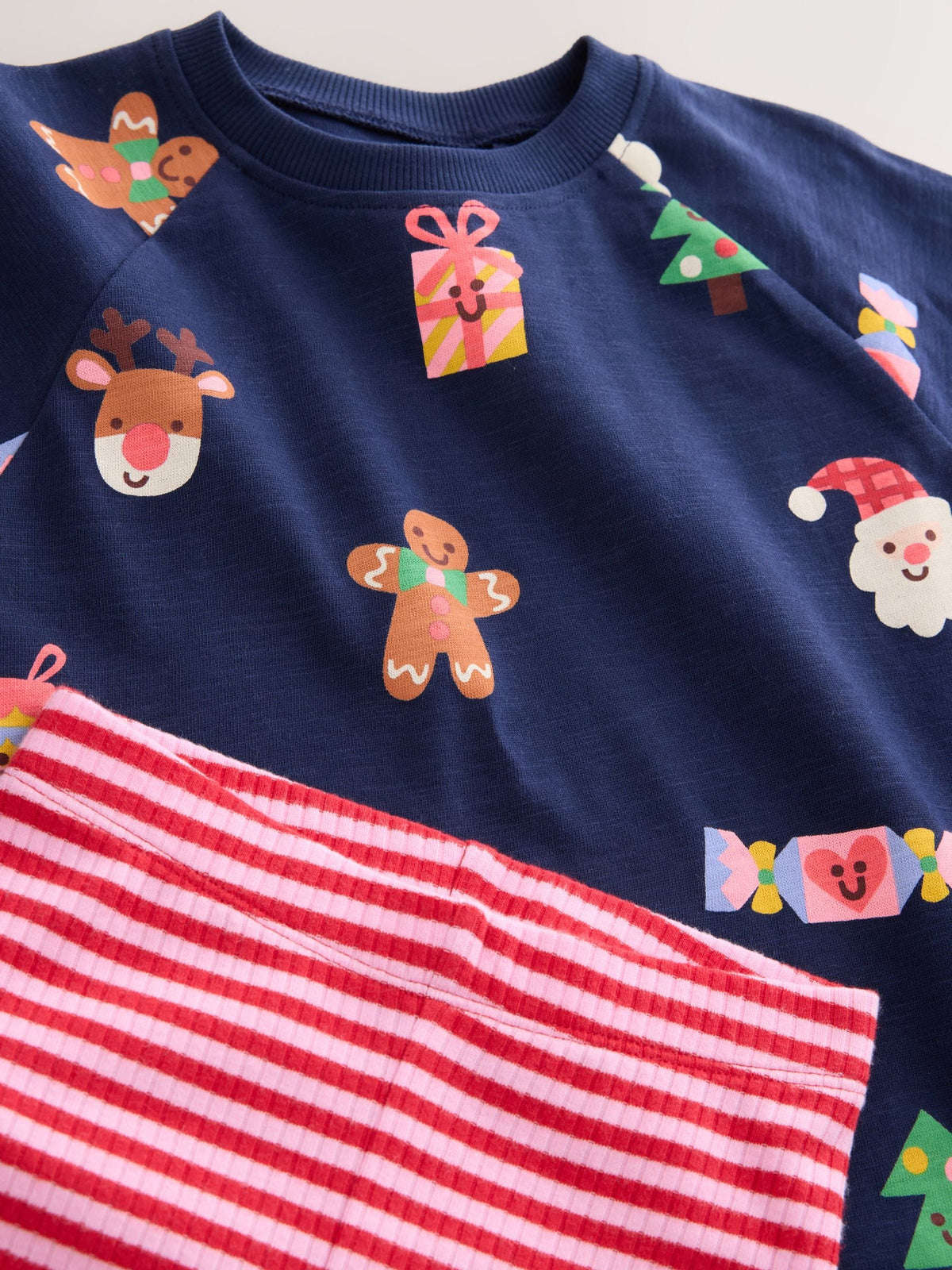 Navy Christmas Long Sleeve Ribbed Raglan Top and Leggings Set (3mths-7yrs) - image 9