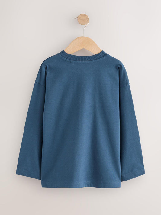 Dsiney Kidz - Navy Relaxed Fit Graphic Long Sleeve Cotton T-Shirt (3-16yrs) image 2