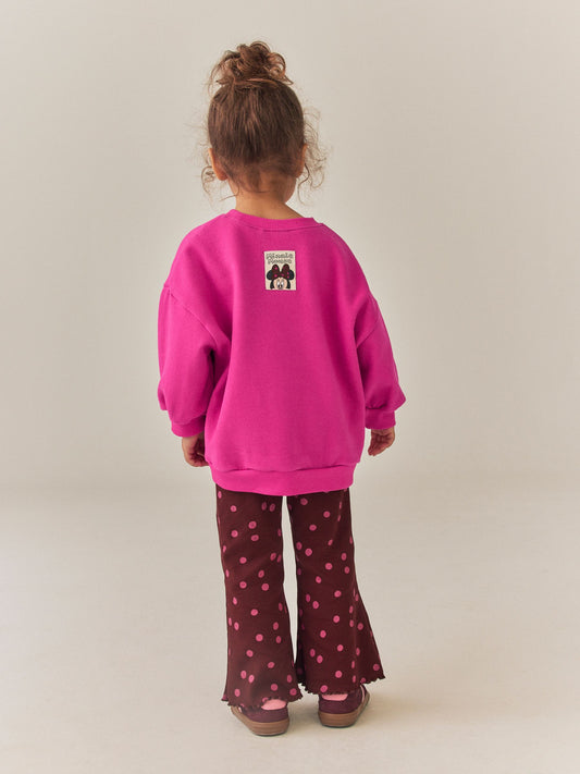 Berry Pink Minnie Mouse Spot Sweatshirt and Flare Set (6mths-7yrs) image 2