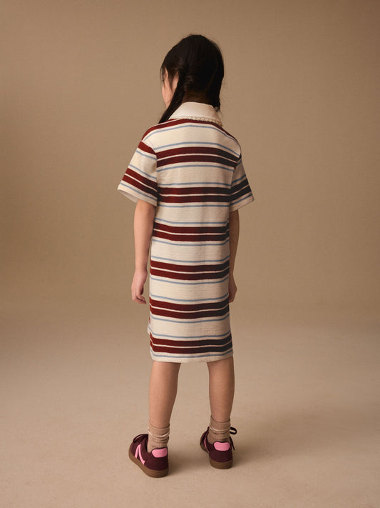 Dsiney Kidz - Brown/Ecru Stripe Short Sleeve Rugby Dress (3-16yrs) image 2