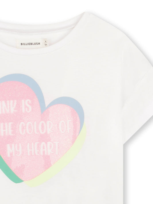 Billieblush White Graphic T-Shirt & Gingham Shorts Set image 2