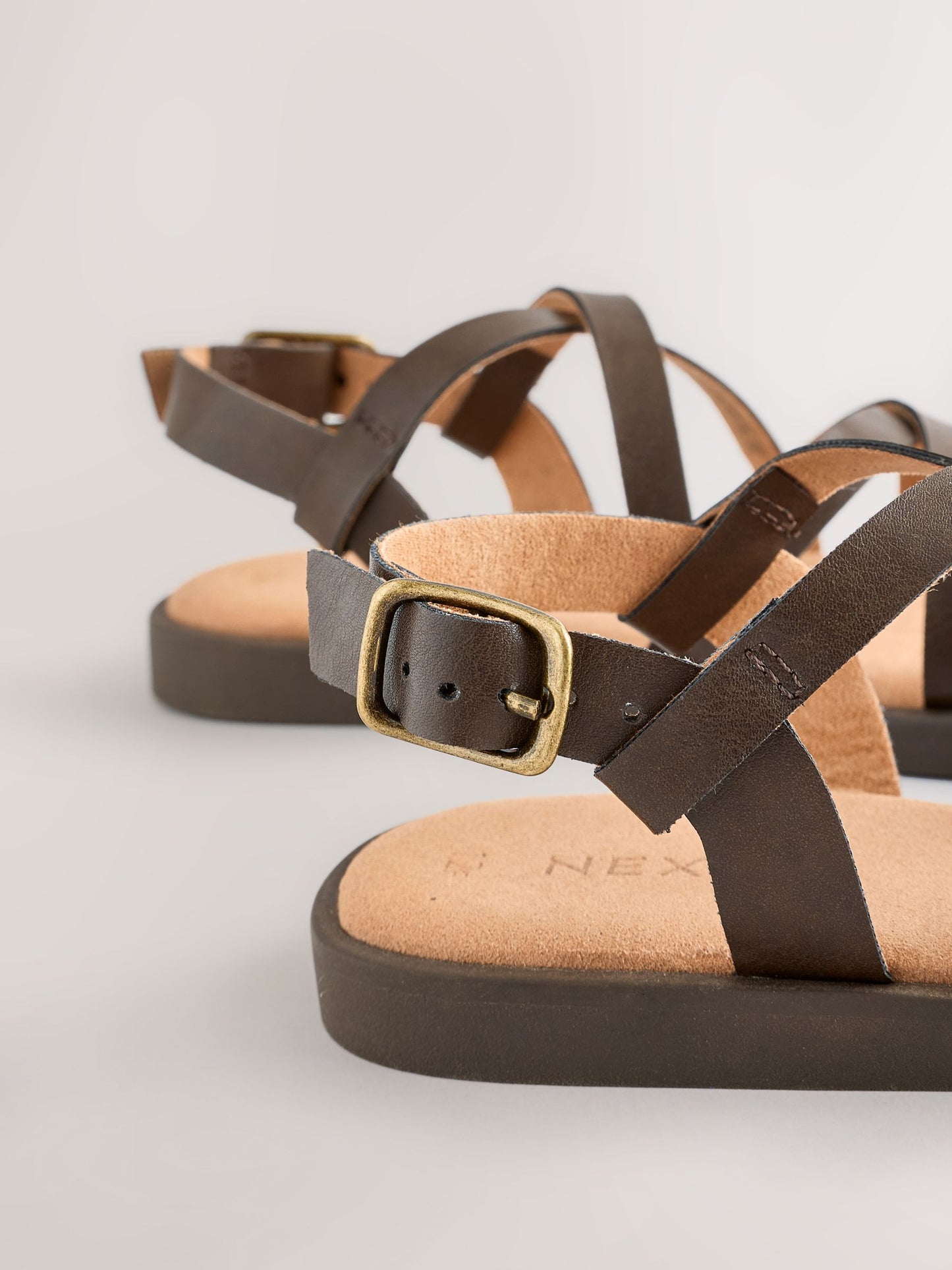 Chocolate Brown Standard Fit (F) Strappy Sandals image 5