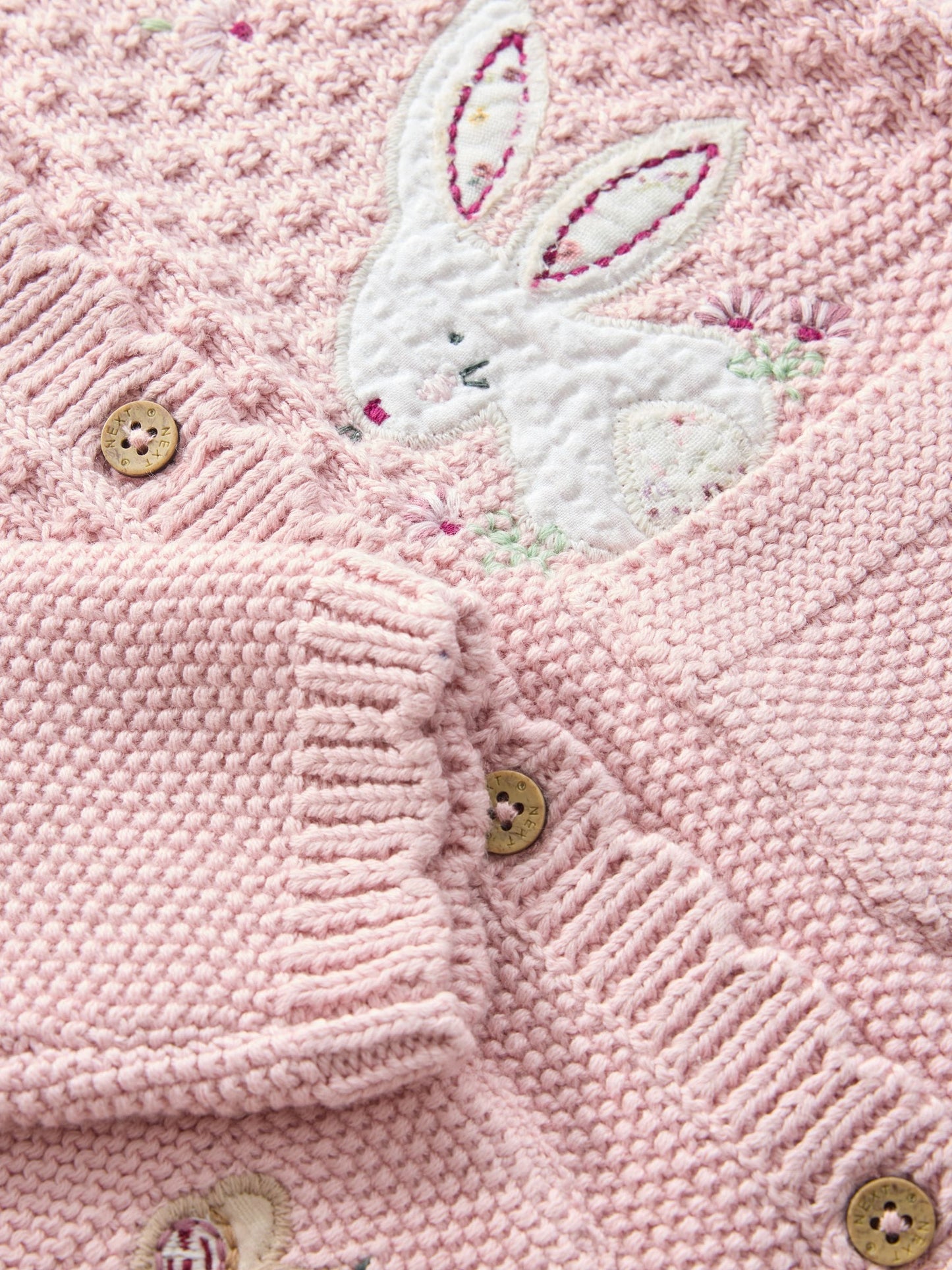 Dsiney Kidz - Pink Embroidered Bunny Knitted Baby Cardigan (0mths-3yrs) image 4