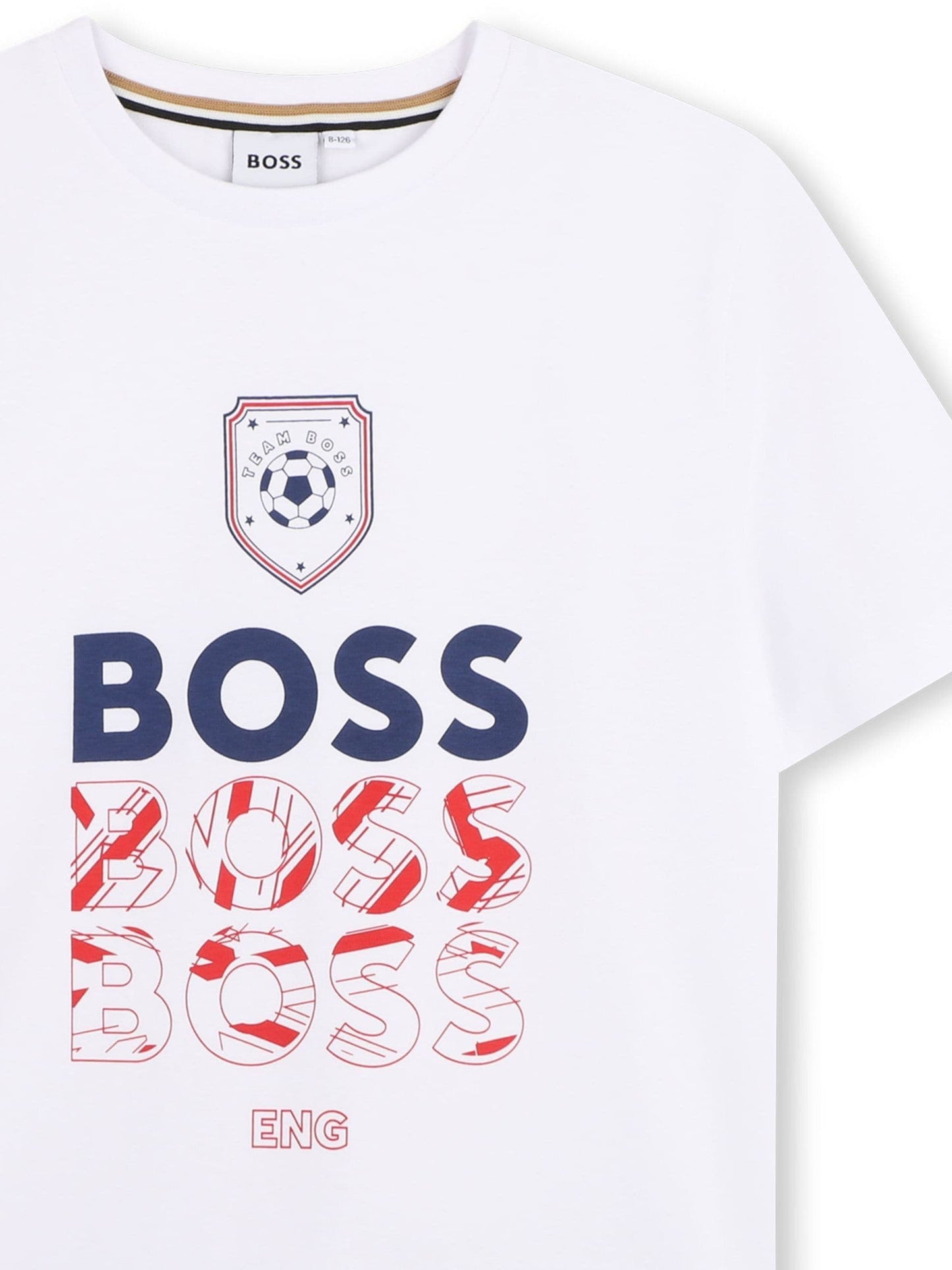 BOSS White World Cup Logo Short Sleeve Crew Neck T-Shirt image 3