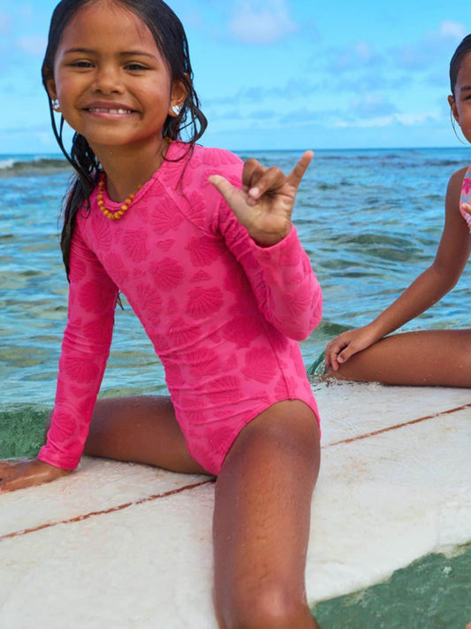 Roxy Pink Shell Dream Long Sleeve One Piece Swimsuit image 2