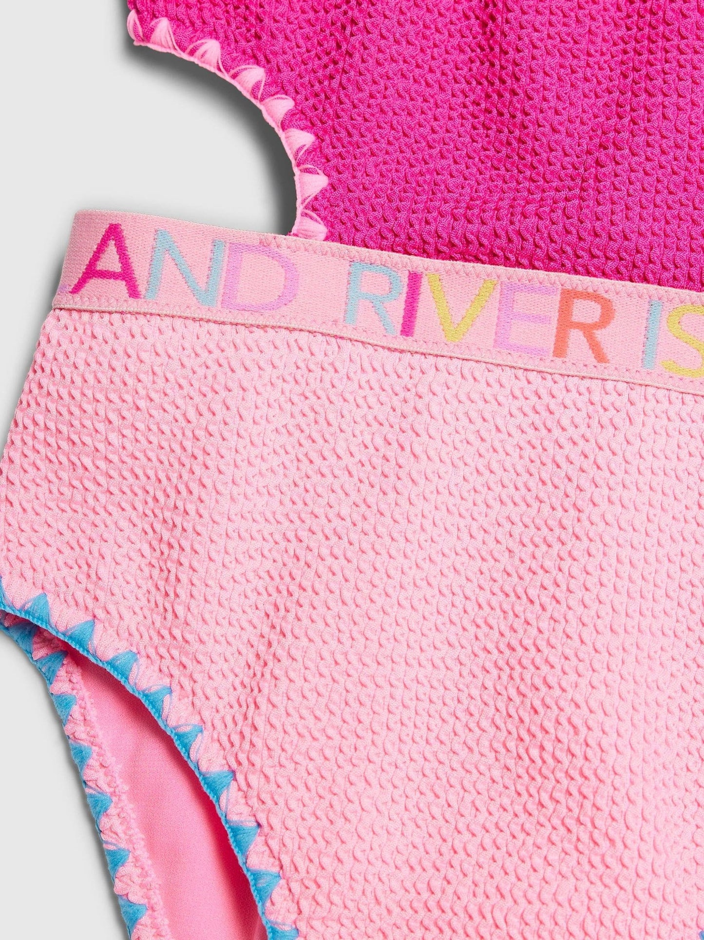 Dsiney Kidz - River Island Pink Asymmetric Textured Logo Swimsuit image 4