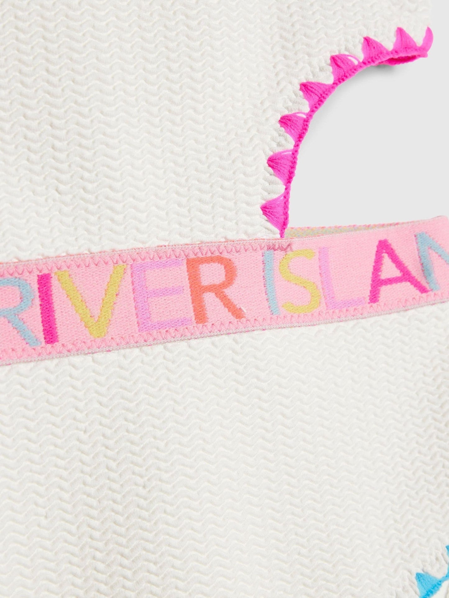 Dsiney Kidz - River Island White Asymmetric Textured Logo Swimsuit image 4