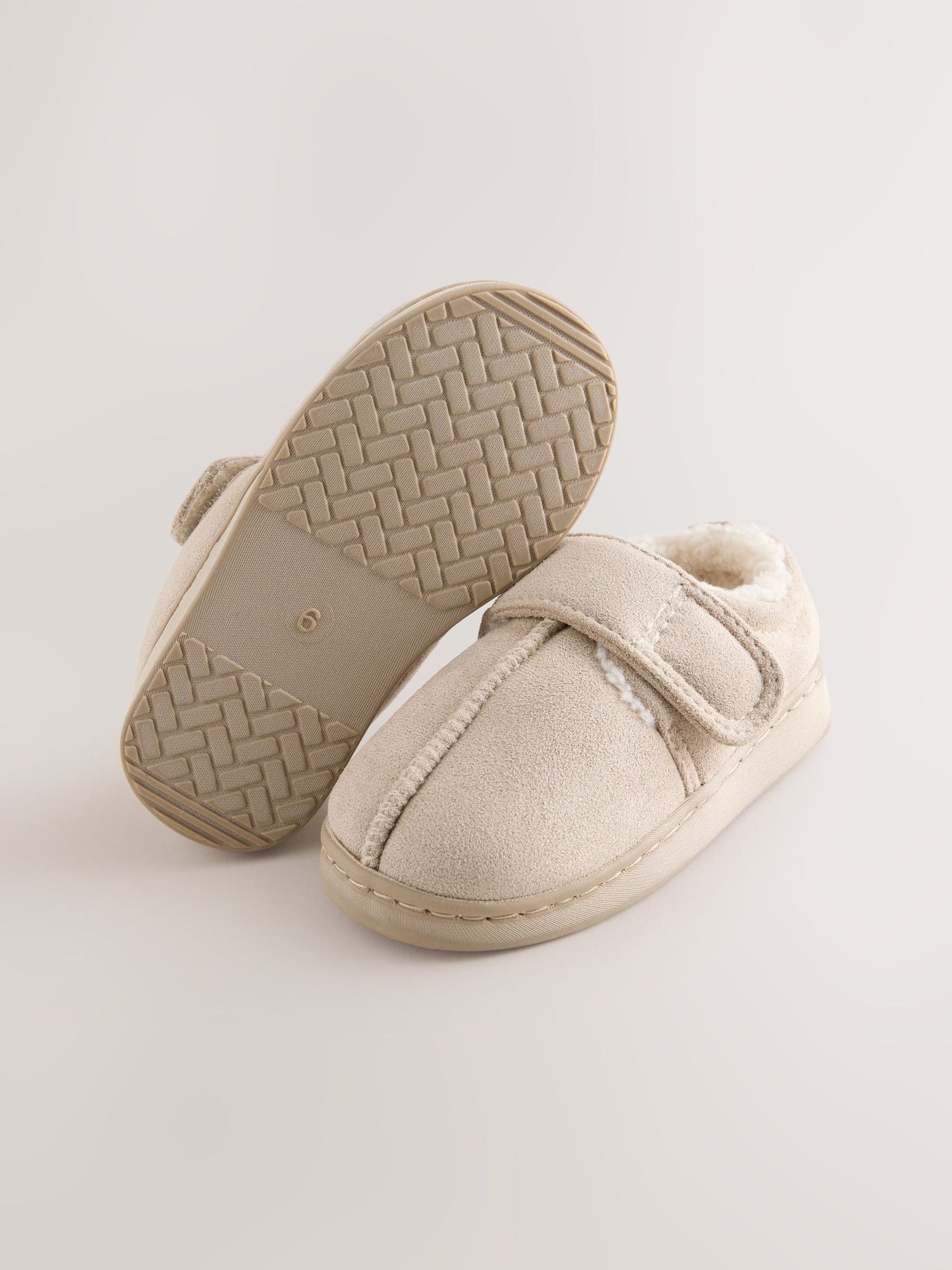 Neutral Warm Lined Touch Fastening Cupsole Slippers image 5