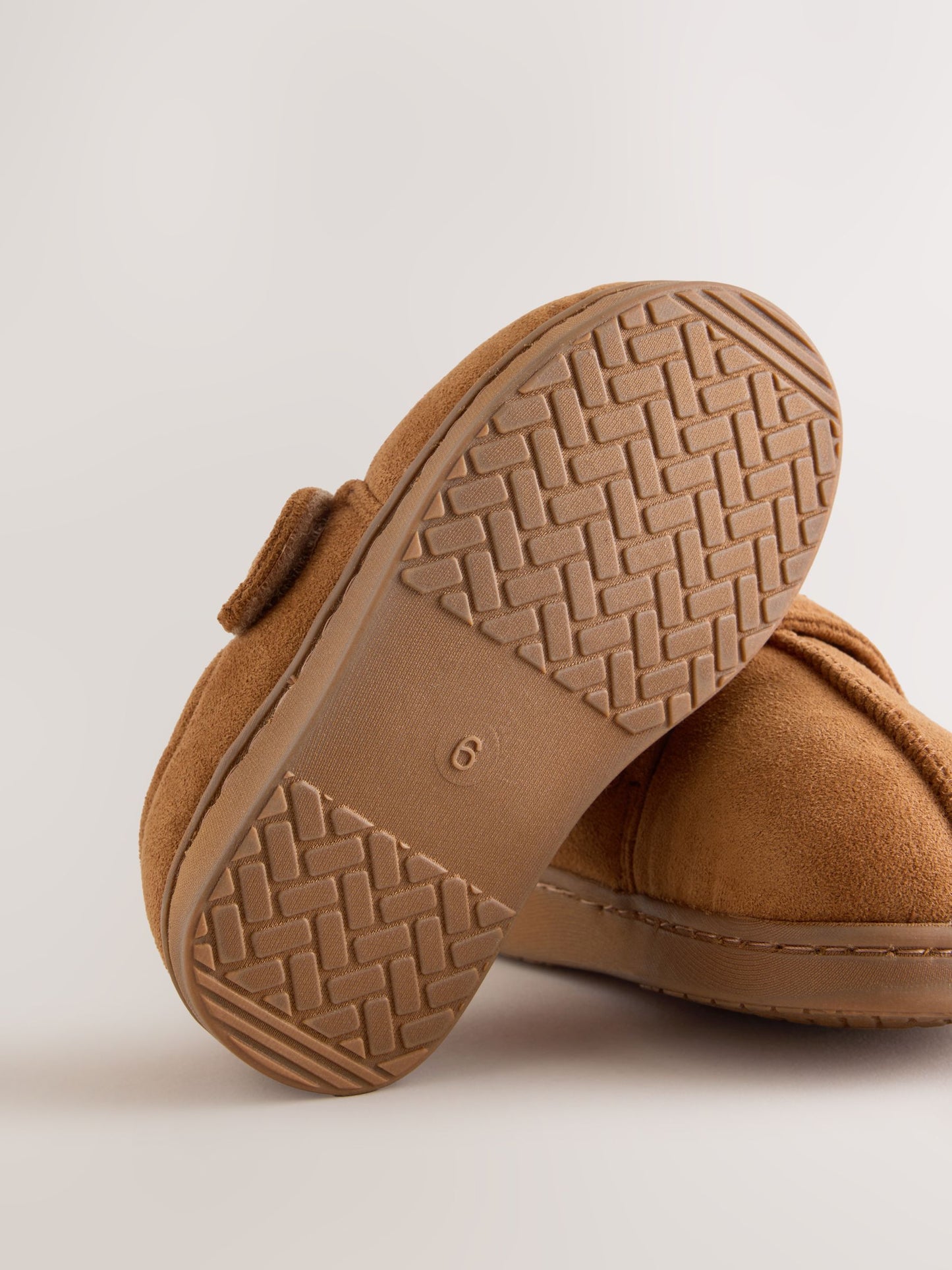 Tan Brown Warm Lined Touch Fastening Cupsole Slippers image 5