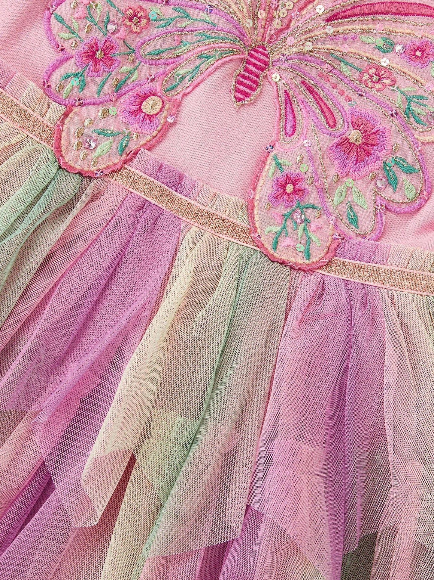 Monsoon Pink Embellished Butterfly Disco Dress image 4