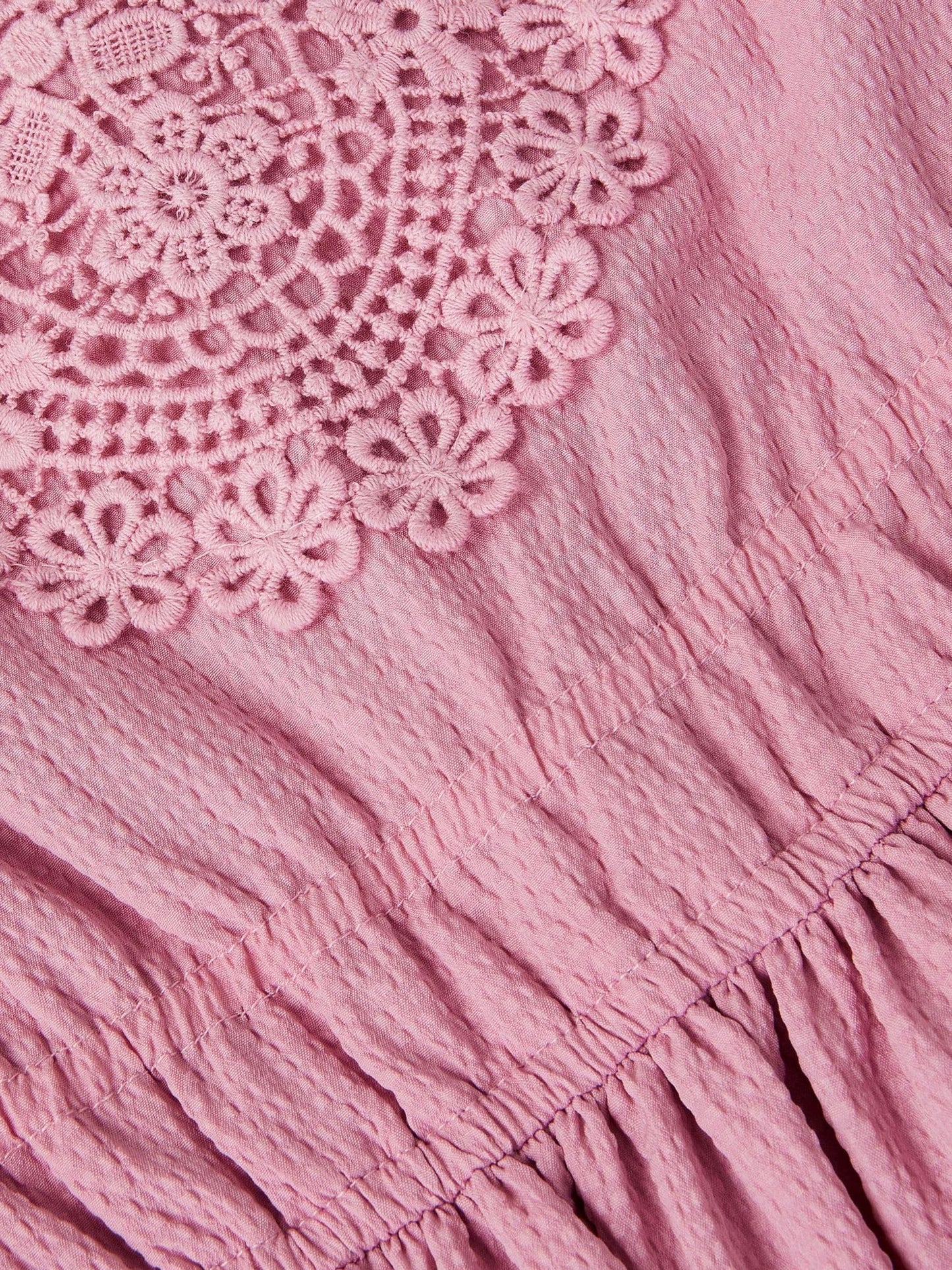 Monsoon Pink Crochet Yoke Tiered Dress image 4
