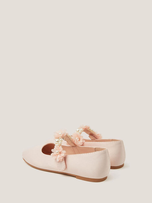 Monsoon Pink Communion Pearl Flower Ballet Flats image 2
