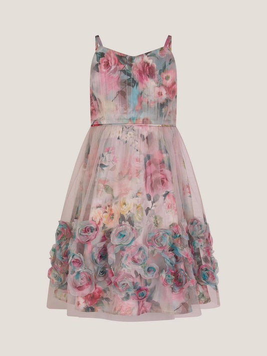 Monsoon Pink Rose Appliqué Tulle Dress image 2