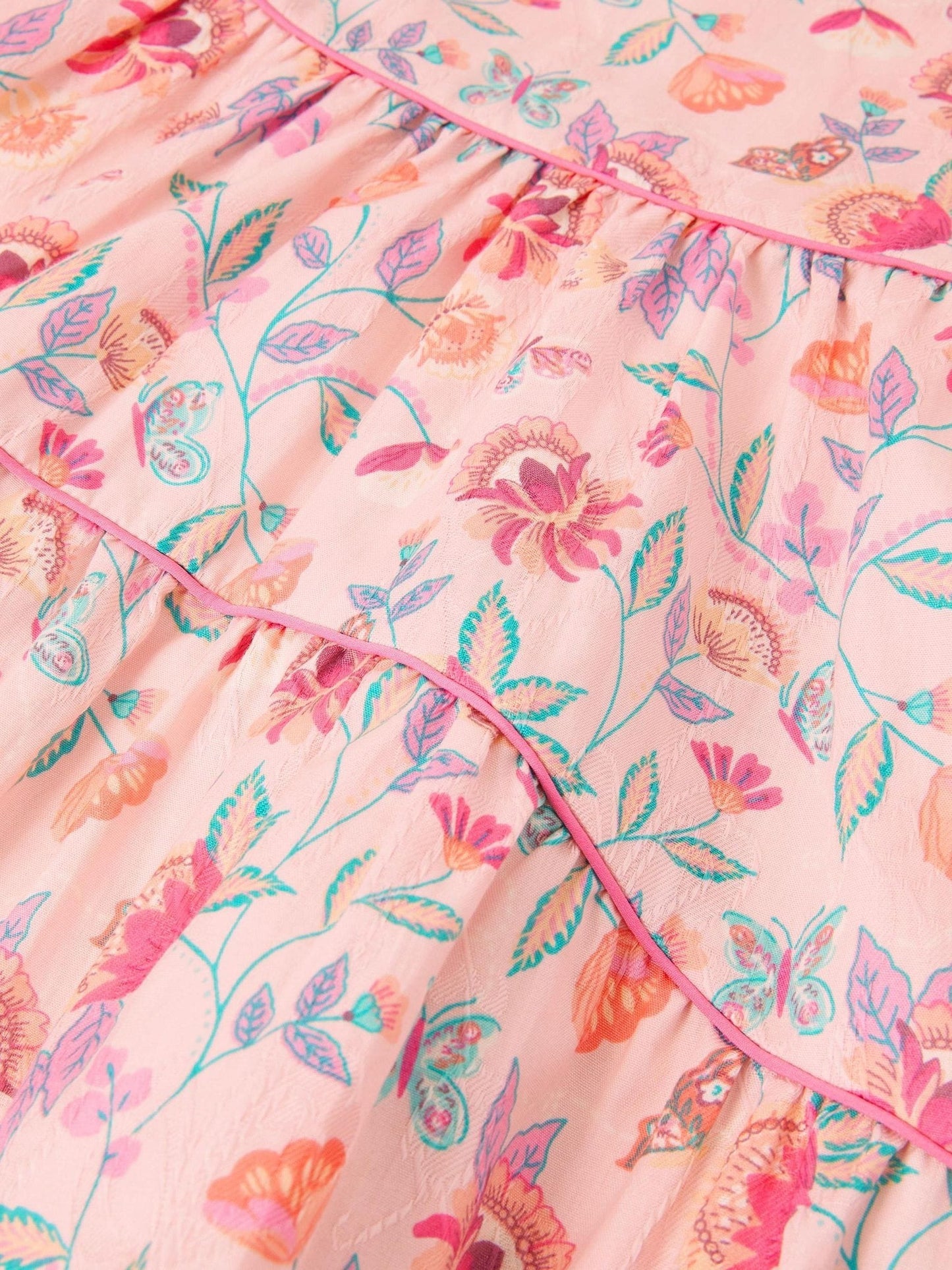 Monsoon Natural Floral Jacquard Ruffle Dress image 4