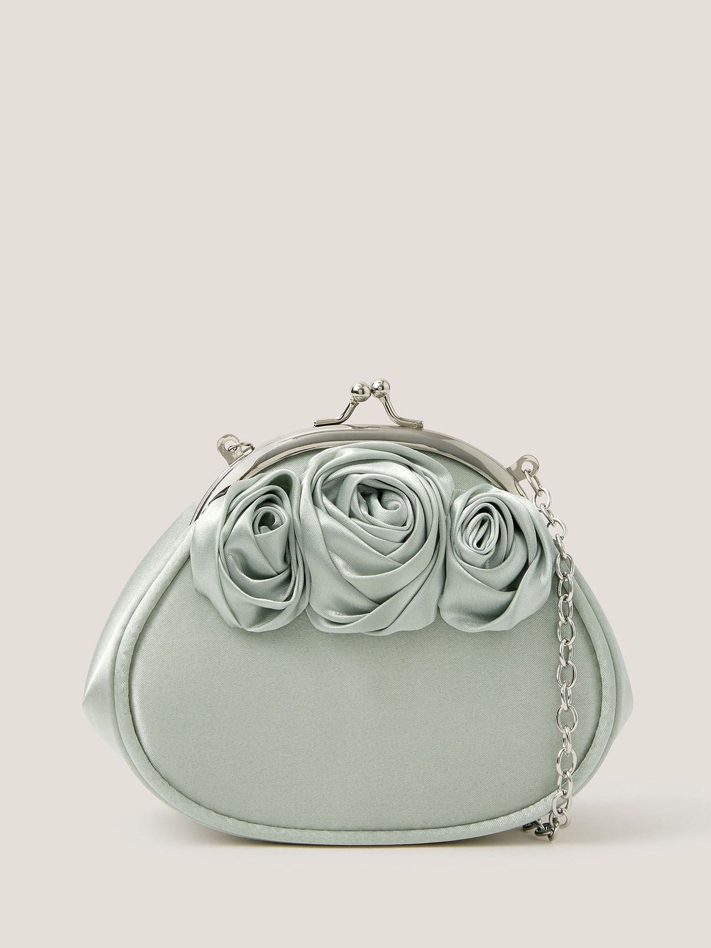 Monsoon Green Rose Satin Clip Frame Bag image 1