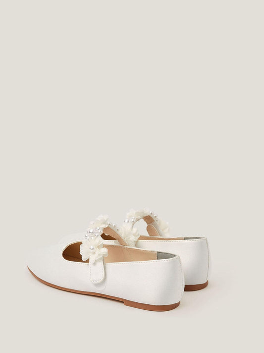Monsoon Cream Communion Pearl Flower Ballet Flats image 2