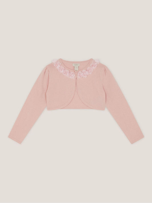 Dsiney Kidz - Monsoon Pink Ottilie Appliqué Rose Pearl Cardigan image 2