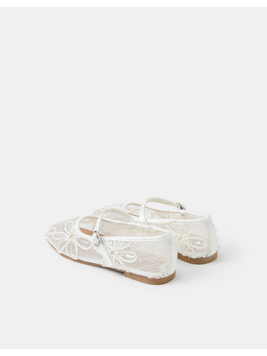 Angels By Accessorize Natural Sparkle Floral Mesh Ballet Flats image 2