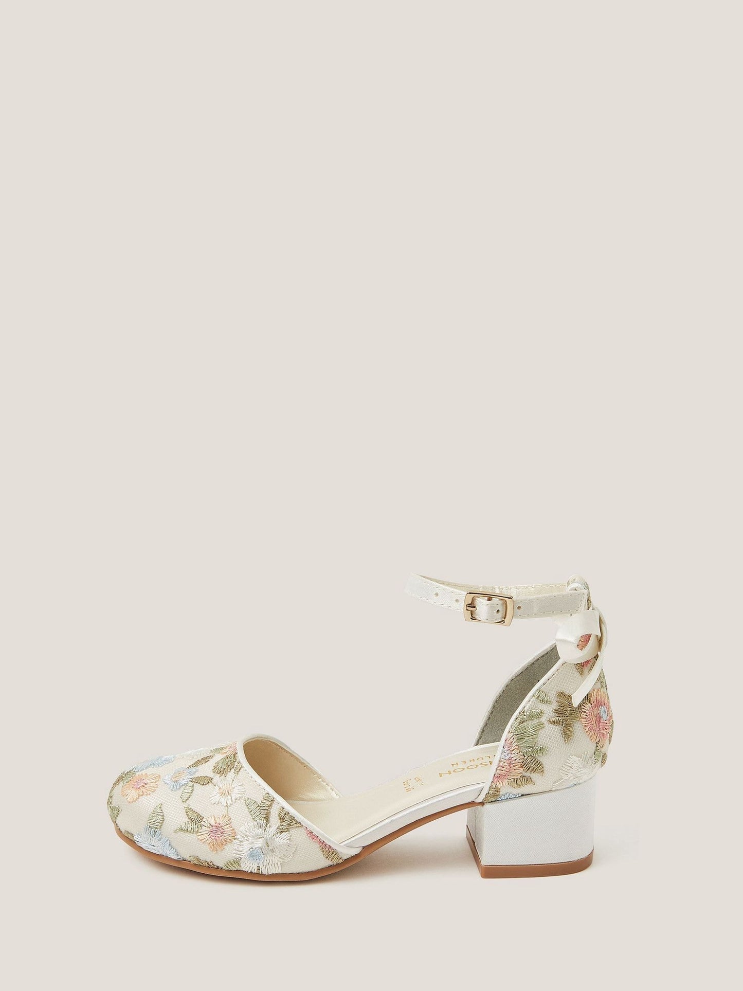 Monsoon Cream Floral Embroidered Closed Toe Heels image 3