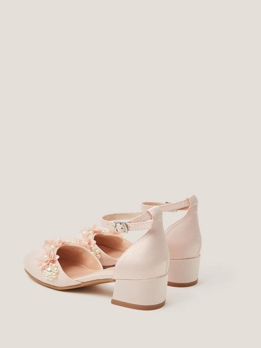 Monsoon Pink Communion Flower Embellished Closed Toe Heels image 2