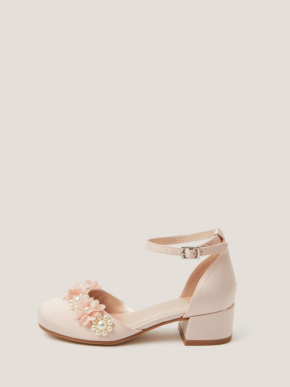 Monsoon Pink Communion Flower Embellished Closed Toe Heels image 3