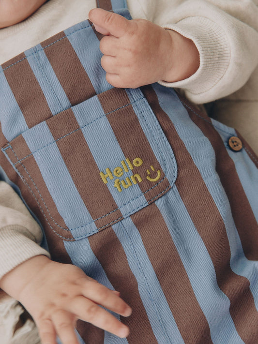 Dsiney Kidz - Blue/Brown Stripe Baby Twill Dungarees and Bodysuit Set (0mths-2yrs) image 2